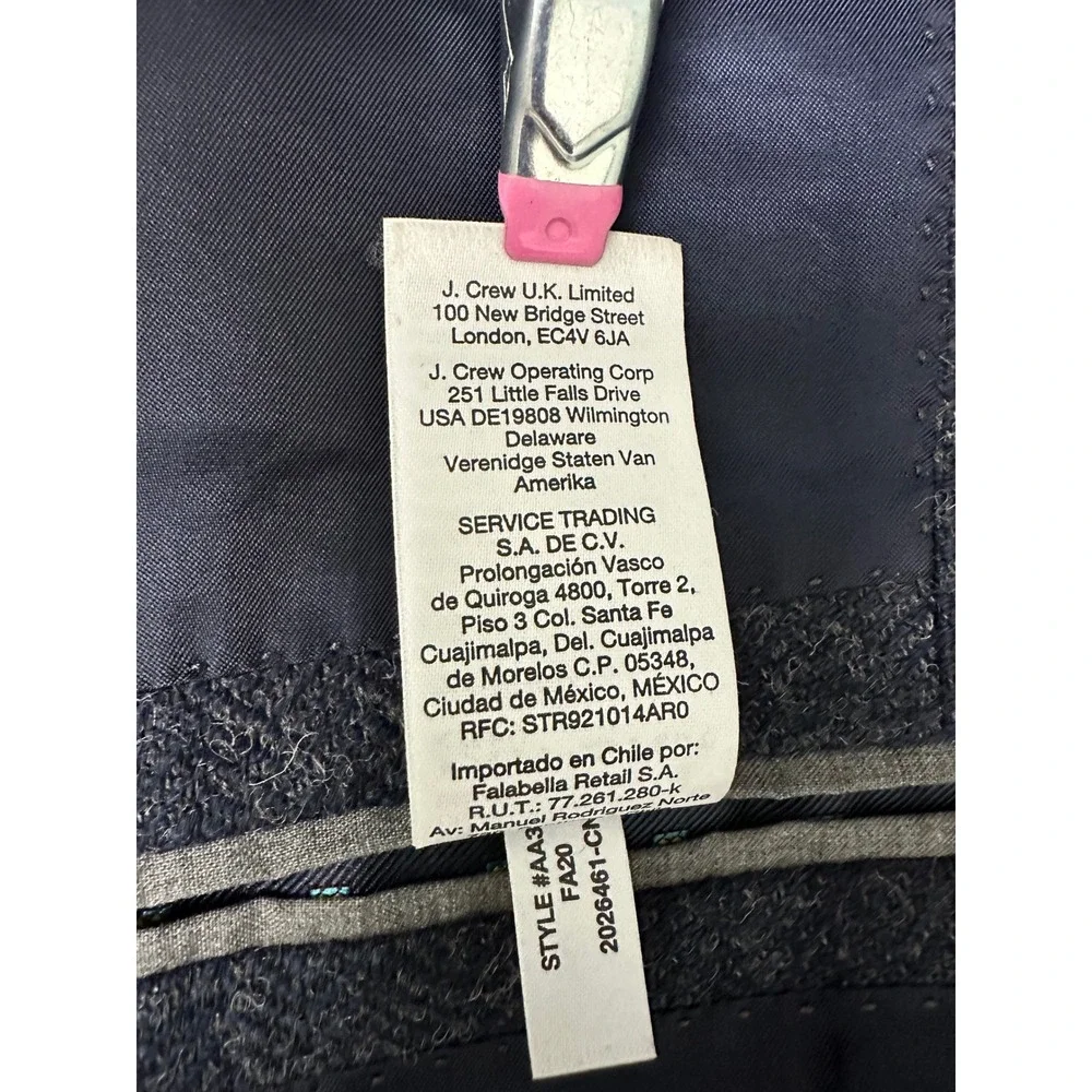 J Crew Ludlow 44R Blazer Charcoal Blue Moon Wool Blend Woven in Great Britain